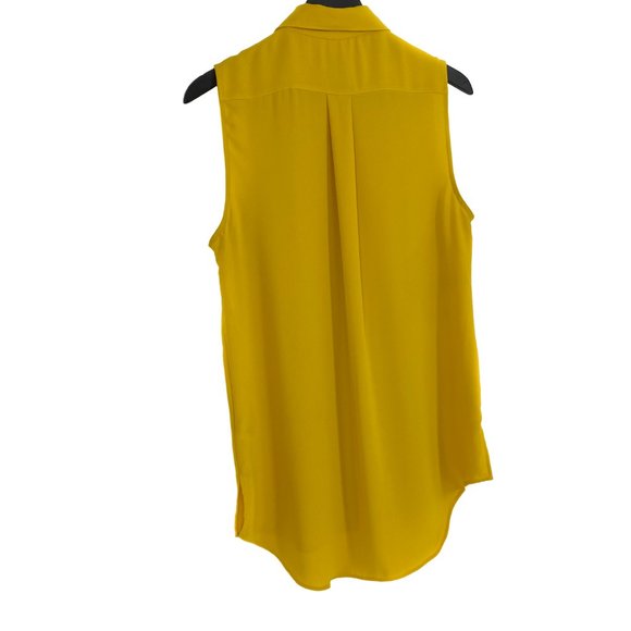 RACHEL ZOE Los Angeles New York Yellow Button Up Sleeveless Shirt Size L - Picture 11 of 16